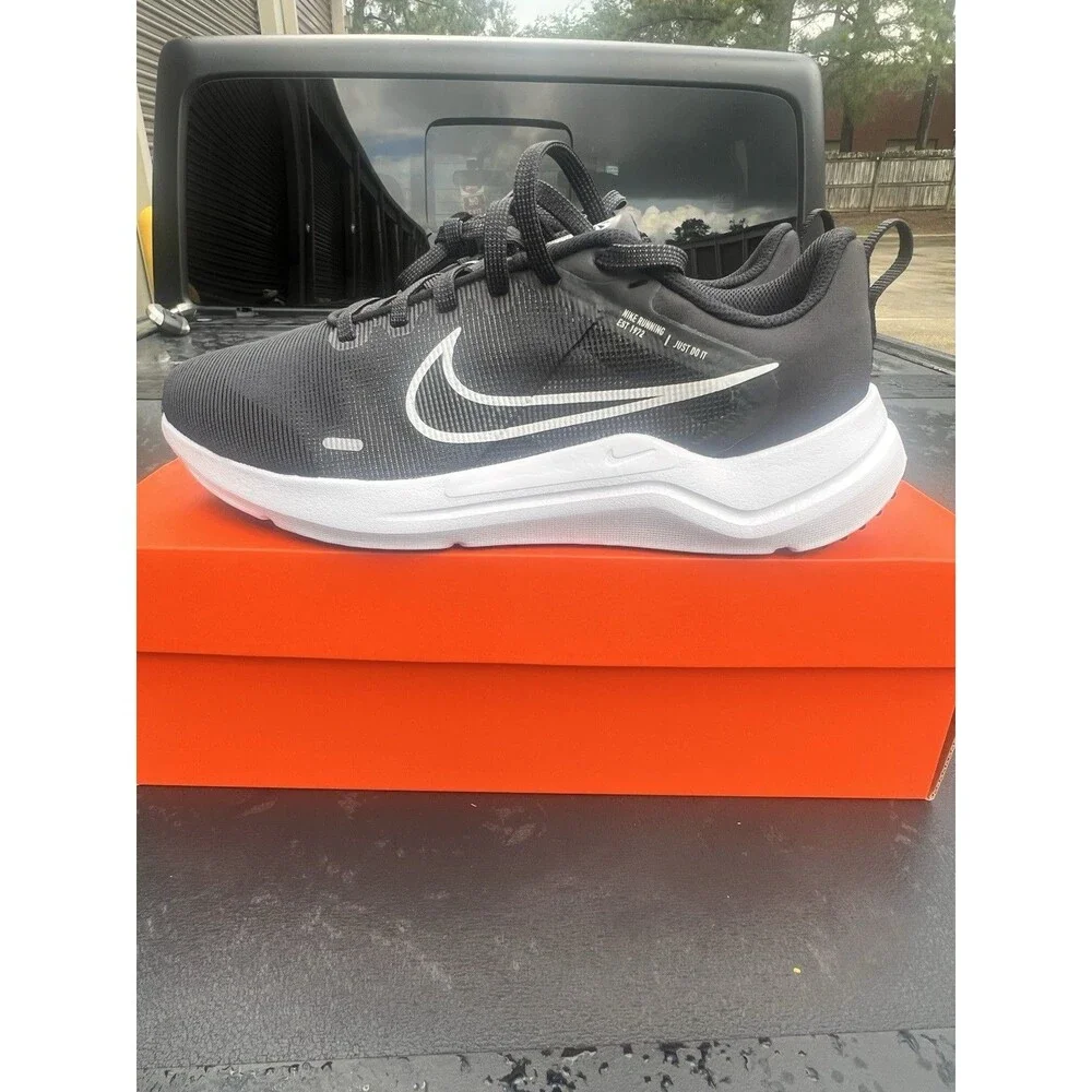 Nike Downshifter 12 Black White Lace Up Running Shoes DD9294-001 Womens Size 8